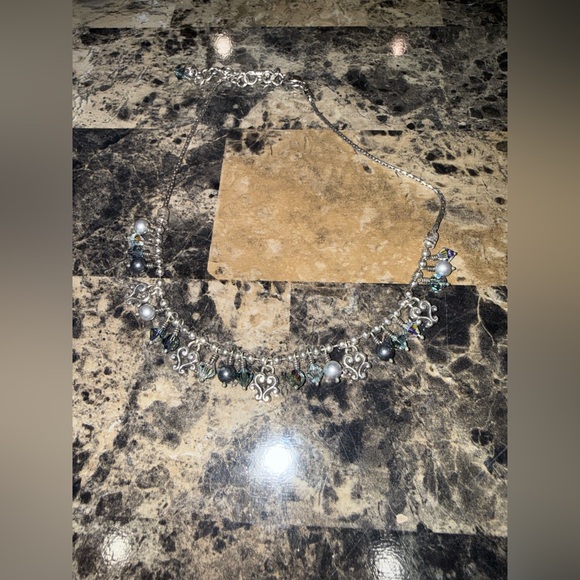 Brighton Cannes Blue Crystal Heart & Faux-Pearl Dangle Bead Necklace - Picture 3 of 7